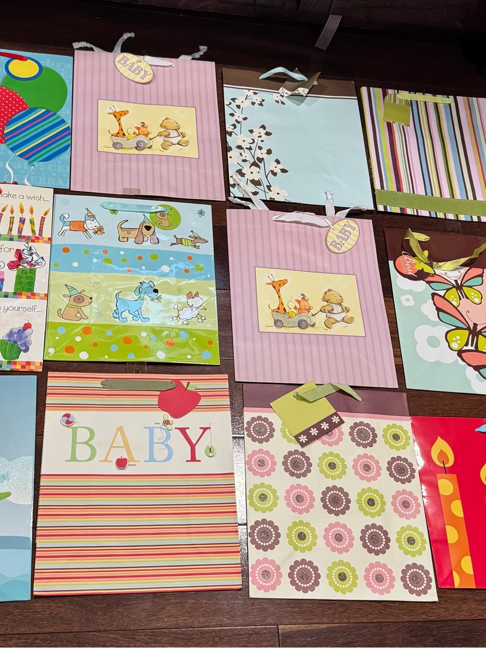 Assorted Gift Bag Set - Pastel Pink Floral & Striped Designs
